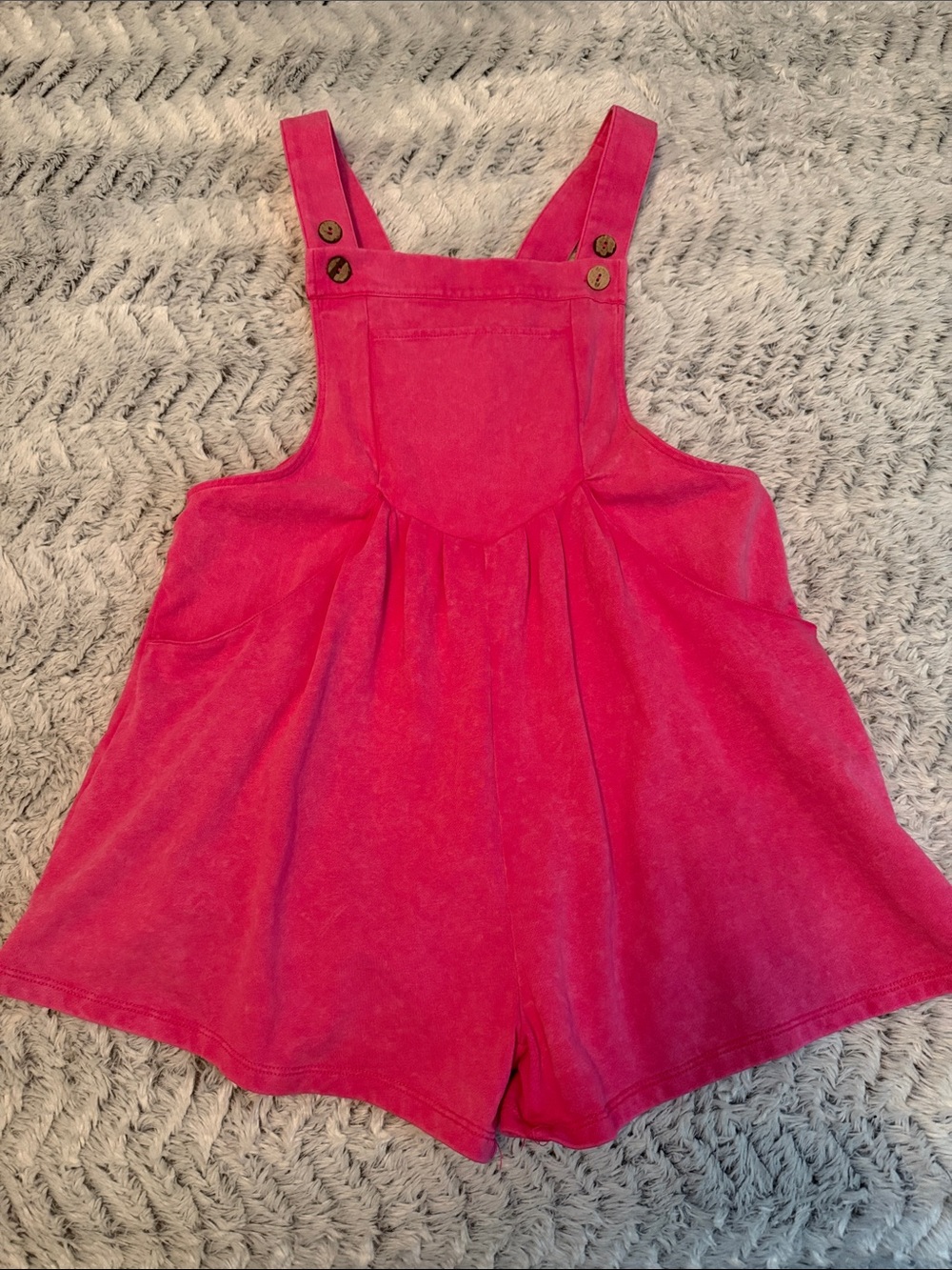 Peach Love California Hot Pink Cotton Romper Overalls S